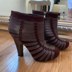 Bottega Veneta woven suede & lizard booties